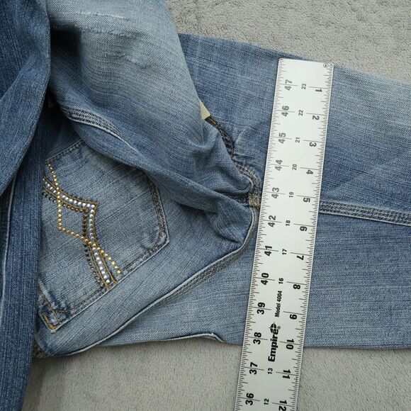 Miss Bison Jeans Women's Size 27 Low-Rise Bootcut Denim 33" Inseam Distressed - Picture 6 of 16